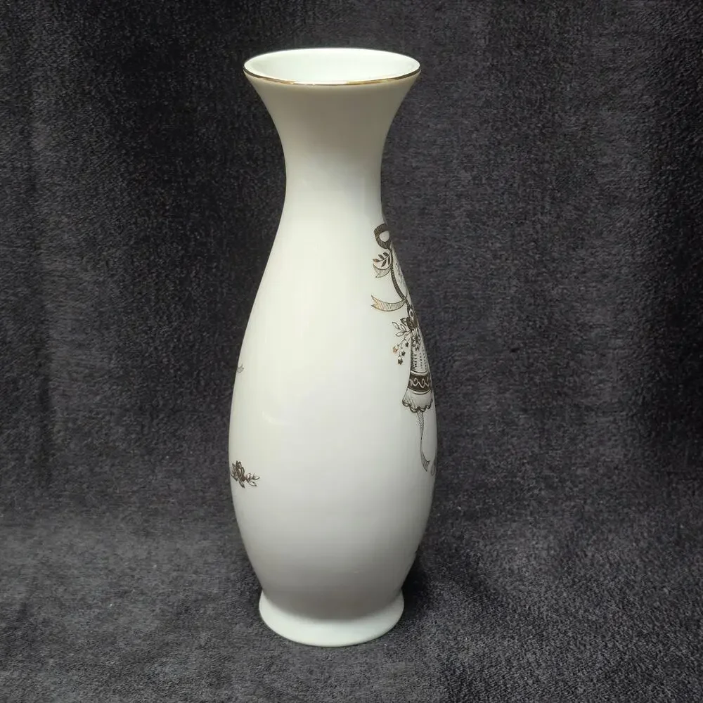 Lefton China Golden Wedding Anniversary 50 Year Celebration Flower Bud Vase